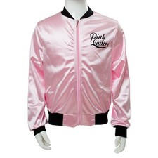 Grease Pink Ladies Cosplay Jacket Satin Coat Girls Zipper Printed Sweatshirt