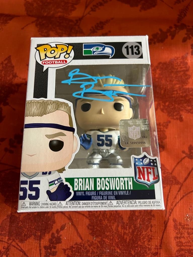 BRIAN BOSWORTH SEATTLE SEAHAWKS OKLAHOMA HOF 2015 SIGNED FUNKO POP RARE BAS COA