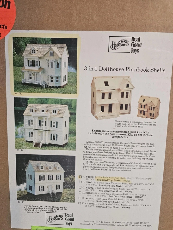 Rare Real Good Toys FO-303, Front Opening Victorian Dollhouse Kit w/components - Image 3 of 4