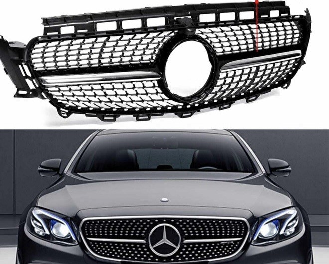 2015-2022 Mercedes-Benz C300 Front Upper Grille Genuine Black Chrome W205