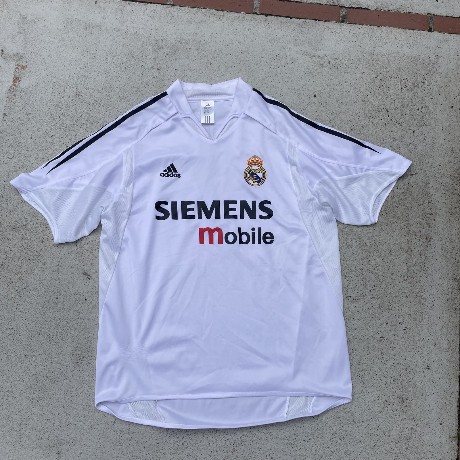Real Madrid 2003-04 Home Men's White Soccer Jersey Size L Raúl 7 Vintage Adidas