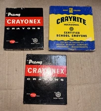 Vintage Crayons Lot Crayrite Hexagonal And Prang Crayonex