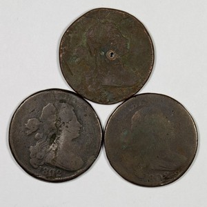Lot of (3) Draped Bust Large Cents - 1800, 2x 1802