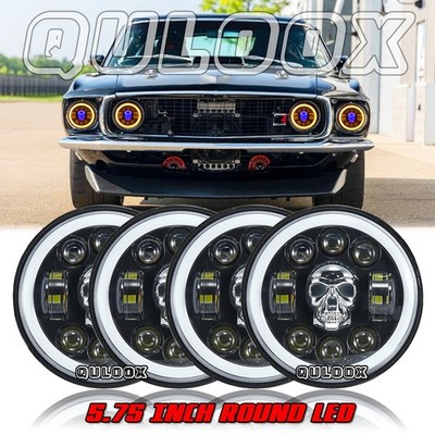 4pcs-5.75'' 5-3/4 LED Headlight Hi/Lo Sealed Beam Projector for Ford Mustang 1969
