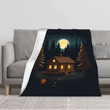 Cozy Flannel Blanket - Soft  Warm Perfect for Sofa Travel Bed  Chair - Autumn