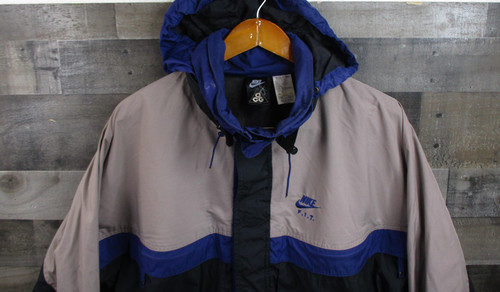 Vintage Nike ACG Jacket Mens Large Black F.I.T. Hooded Full Zip Anorak 90s