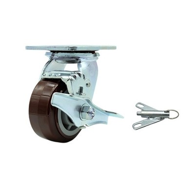 4 Inch Polyurethane Caster with Roller Bearing and Brake/Swivel Lock SCC