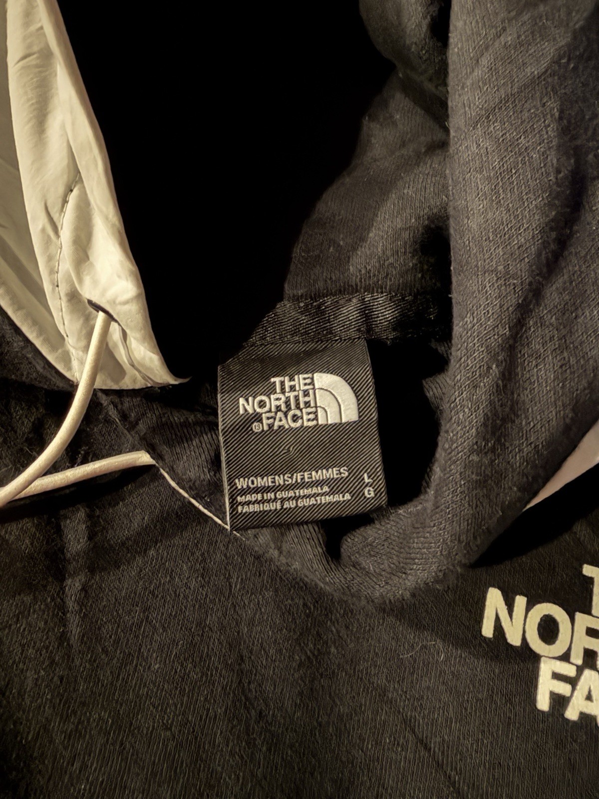 The North Face Women's Pullover Hoodie Black White Logo Graphic Print Size L thumbnail 5