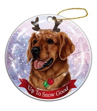 Holiday Pet Gifts Red Golden Retriever Dog Porcelain Christmas Ornament