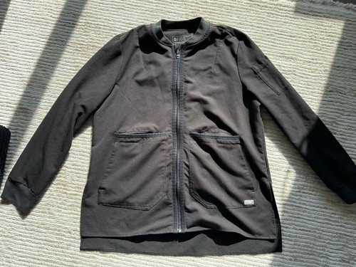 FIGS Technical Collection Bellery Scrub Jacket Large Black Full Zip