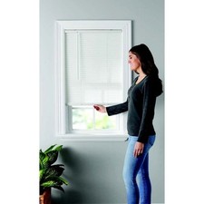 1" Cordless Vinyl Light ing Mini Blinds, 1-Piece, White, 39" W x 64" L