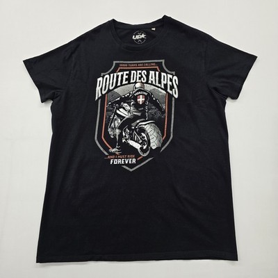 Upcycled People Herren schwarzes Motorrad Grafik T-Shirt Größe Large