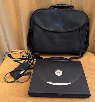 WORKING Vintage Dell Latitude Laptop & case C800 PP01X Vintage Gamer Windows XP