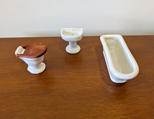 Antique Ironstone Dollhouse Miniature Bathroom Set - Made In Japan