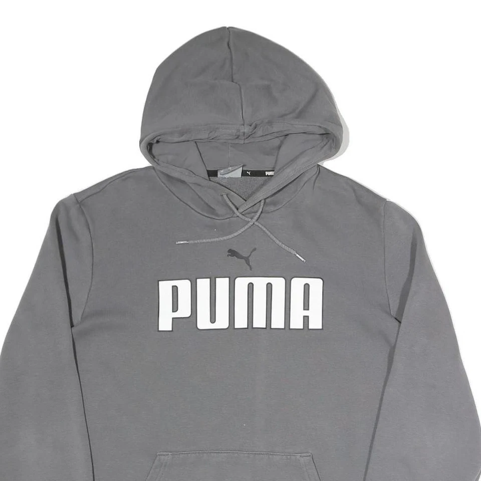PUMA Sweat à Capuche Femme Gris L Mélange Coton Enfilé Décontracté - Photo 2/4