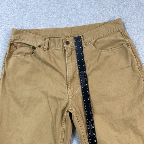 Polo Ralph Lauren Jeans Mens 36x32 Dungarees Straight Cotton Beige Preppy Pants - Picture 4 of 17
