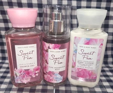3 Piece NEW Sweet Pea Mist Lotion Gel TRAVEL Set Bath & Body Works