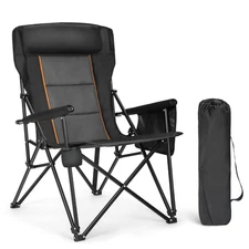 Oversized Camping Chair High Back Portable Chair Heavy Duty Support 500LBS Black