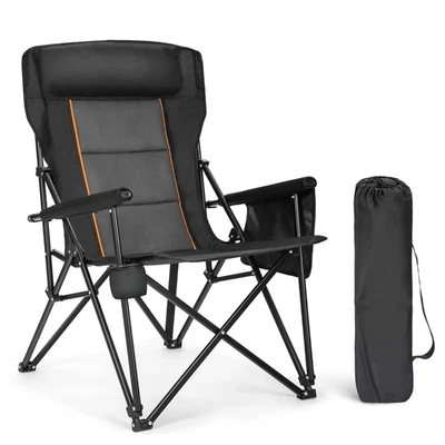ALPHA CAMP Oversized Camping Chair High Back Portable Chair Heavy Duty Support 500LBS Black
