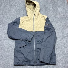 Burton Dryride Jacket Mens Large Blue Beige Colorblock Hooded Ski Snow Insulated