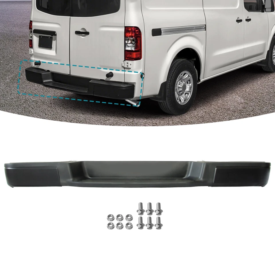 Black Steel Rear Step Bumper For 2012-2021 Nissan NV2500 NV3500 NV1500 w/o Park Foto 2 de 4