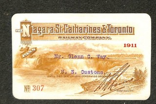 Niagara St.Catharines & Toronto Railway Company Railroad Annual Pass 1911