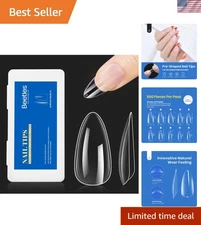 Clear 500Pcs Medium Almond Nail Tips - Break Resistant for Nail Art Lovers