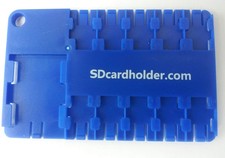 Micro SD Card Holder Case Blue Holds 10 credit card size,