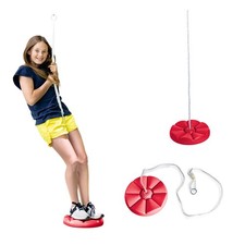 Heavy Duty Red Disc Tree Swing with Rope for Outdoor Play - Easy DIY Addition...