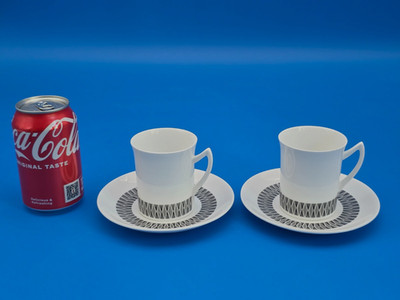 2 x Taylor & Kent Elizabethan Bone China CALYPSO Muster Tassen & Untertassen