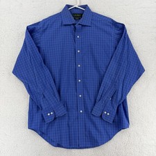 Lauren Ralph Lauren Shirt Mens 16.5 34/35 Blue Check Classic Fit Non Iron