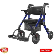 Transport-Wheelchair-Lightweight-Foldable, Walker Wheelchair Combo, Rollator-...
