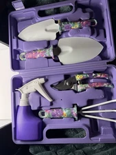 5-Pc Floral Garden Tool Set ? Trowel, Rake, Weeder, Pruner, Sprayer & Case