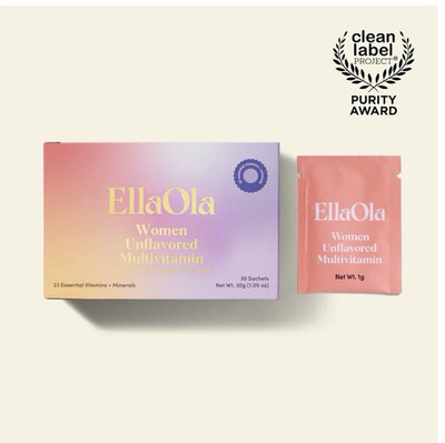 EllaOla Women 18+ Unflavored Sugar-Free Multivitamin Powder 30 Sachets 1g