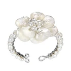 Floral Attention Mother of Pearl and Pearls Flower Cuff