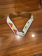 NATIVE AMERICAN BEADED LEATHER HAT BAND, AUTHENTIC BEADED 20”