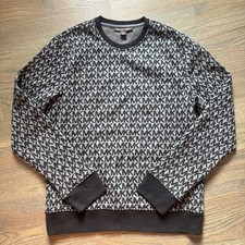 Michael Kors Mens Medium Sweater Dark Blue, MK Logo Print, Pre-owned