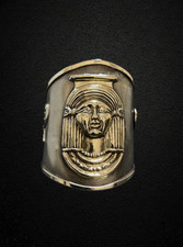 Hathor Brass Bracelet Ancient Egyptian Goddess Face Cuff