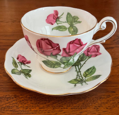 Royal Standard Three Red Roses Teacup & Saucer, Fine Bone Chine, Made In England
