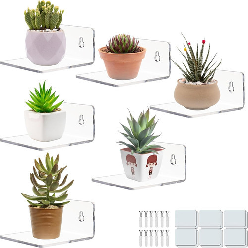 Acryl Wandregale zur Aufbewahrung, Schweberegal 3,9 Zoll 6er Pack, transparent - Bild 1 von 8