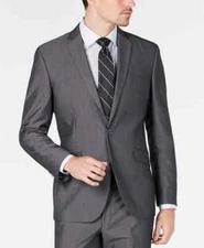 $295 Kenneth Cole Men's Slim Fit Gray Stripe Suit Sport Coat 44R yse2322
