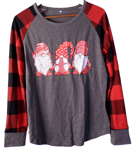 Camisa Feliz Navidad Búfalo Cuadros Gnomos Copos de Nieve Vacaciones Talla M NUEVA SIN ETIQUETAS NUEVA - Imagen 3 de 8