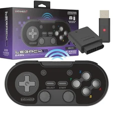 Retro-Bit Legacy 16 Wireless 2.4GHz Controller for SNES, Switch, PC, Mac - Black