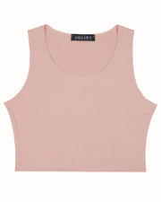 WOMEN'S SLEEVELESS CROP TOP PLAIN ROUND NECK STRETCHY SUMMER T-SHIRT VEST TOP