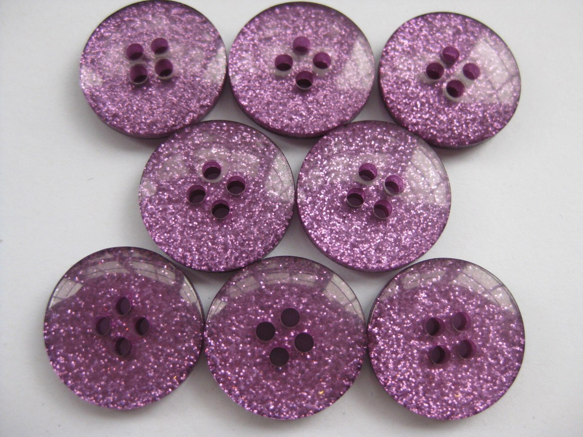 19mm Med Very Sweet Glitter Sparkly Violet Purple 4 Hole Sewing  