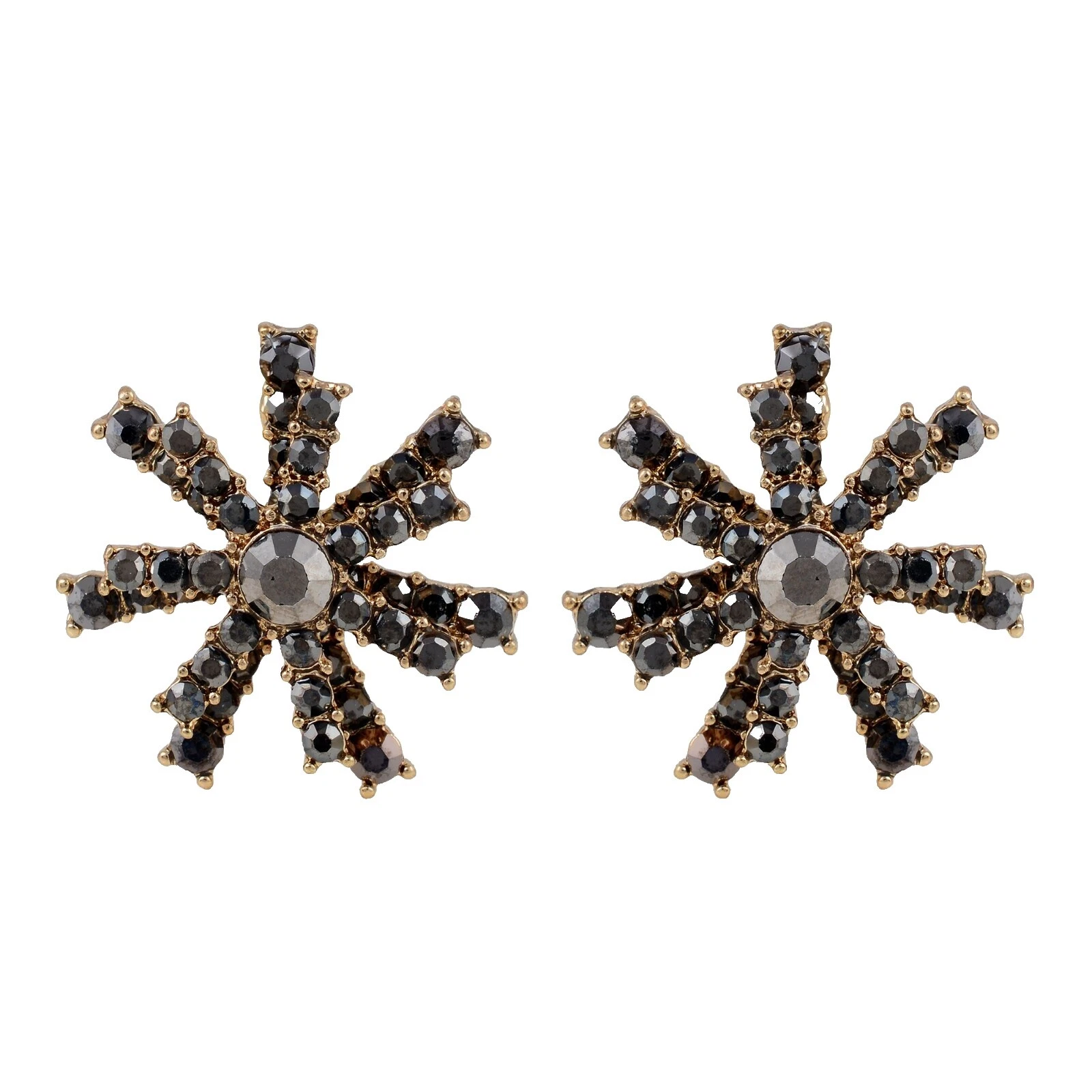 Flores y Plantas Negro Stud Pendientes de Moda