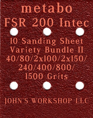 Metabo FSR 200 Intec - 40/80/100/150/240/400/800/1500 Grit - 10 Sheet Bundle II