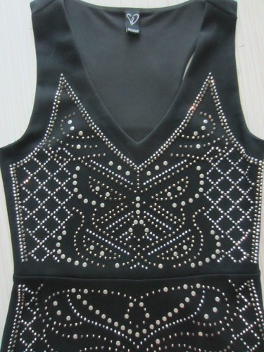 WINDSOR BLACK SLEEVELESS BodyCon Studded RHINESTONE DRESS STRETCH SMALL BLING S - Picture 2 of 11