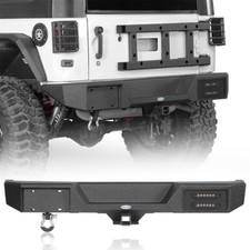 Steel Rear Back Bumper W Led Lights D-ring For 2007-2018 Jeep Wrangler Jk Jku