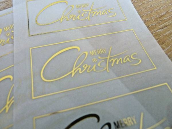 Frohe Weihnachten Sticker Gold Auf Klar Etiketten FüR Karten Umschlag Basteln-image
